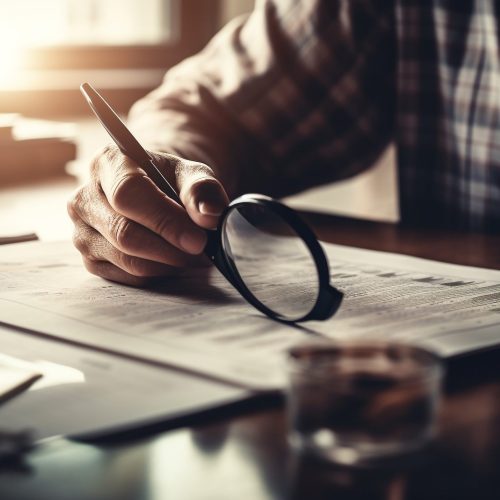 young-businessman-analyzing-data-holding-magnifying-glass-generated-by-ai